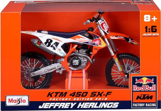 Jeffrey Herlings SCALE 1:6 Red Bull KTM SXF 450 Toy Model Motocross Bike