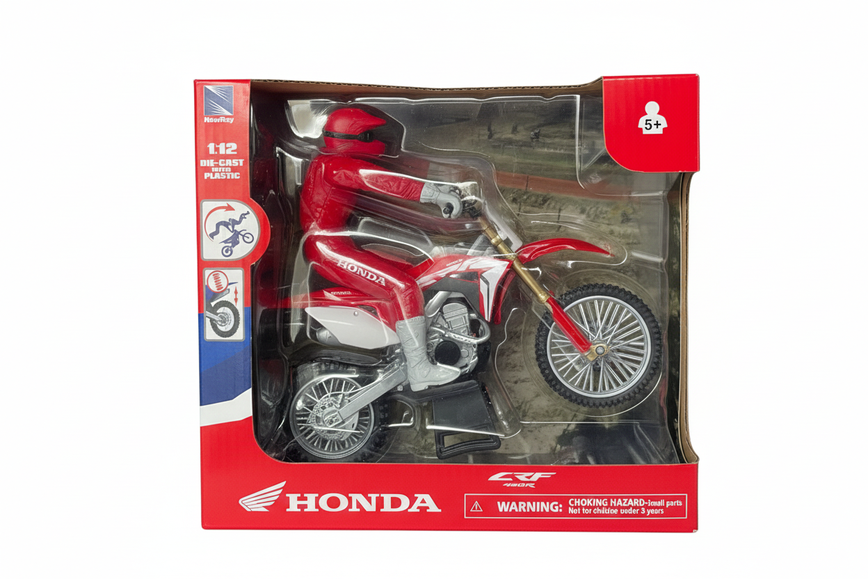 Honda Motorcycle Toy on white background