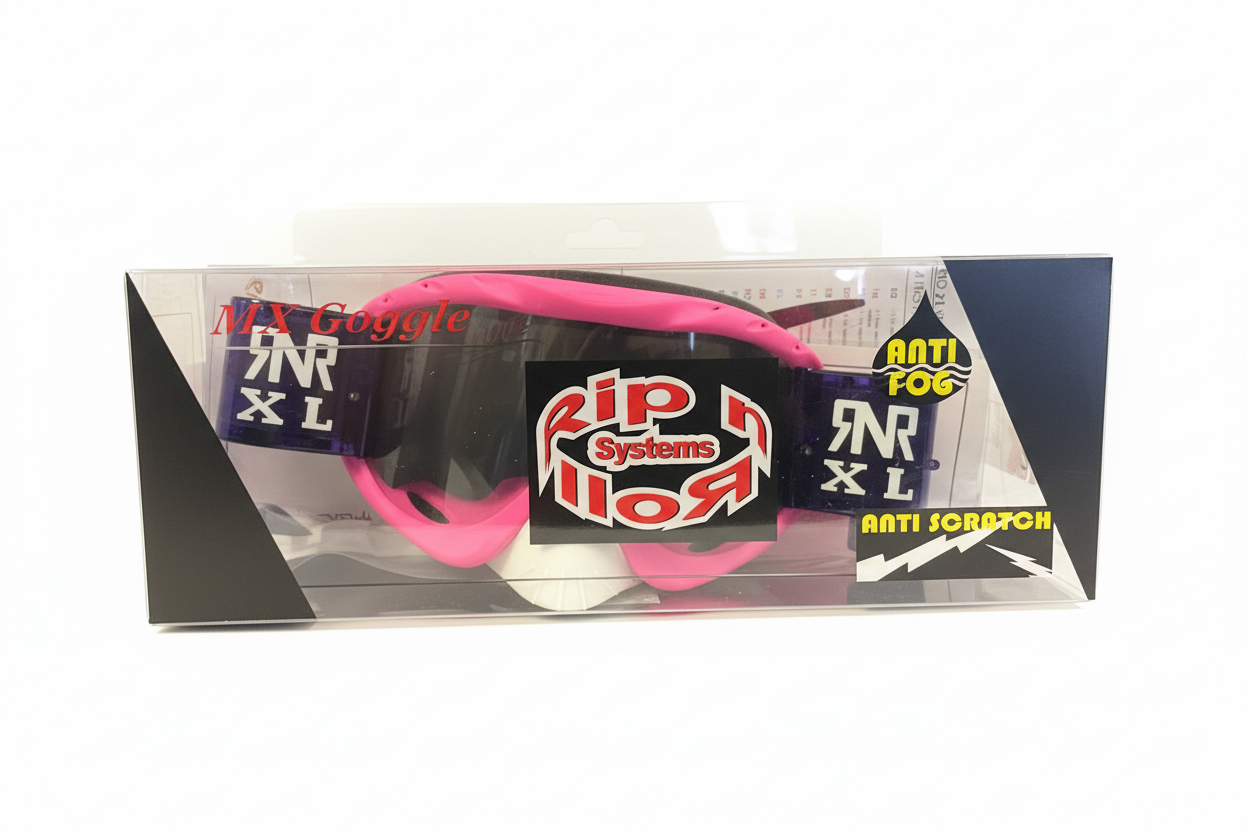 Pink RNR Goggles on white background